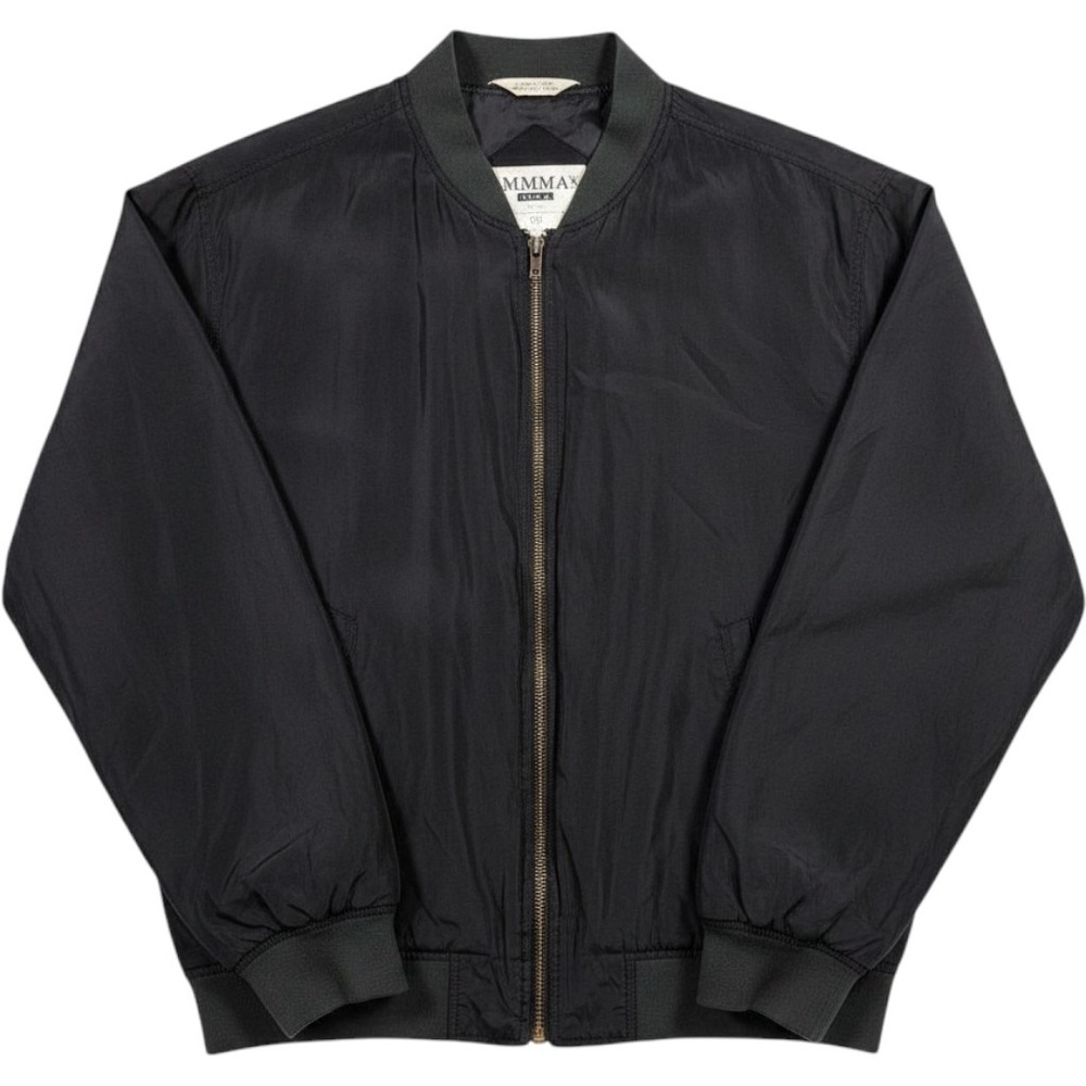 Vintage Summa Silk Men Large Black 100% Silk Bomber Jacket FullZip Lightweight L